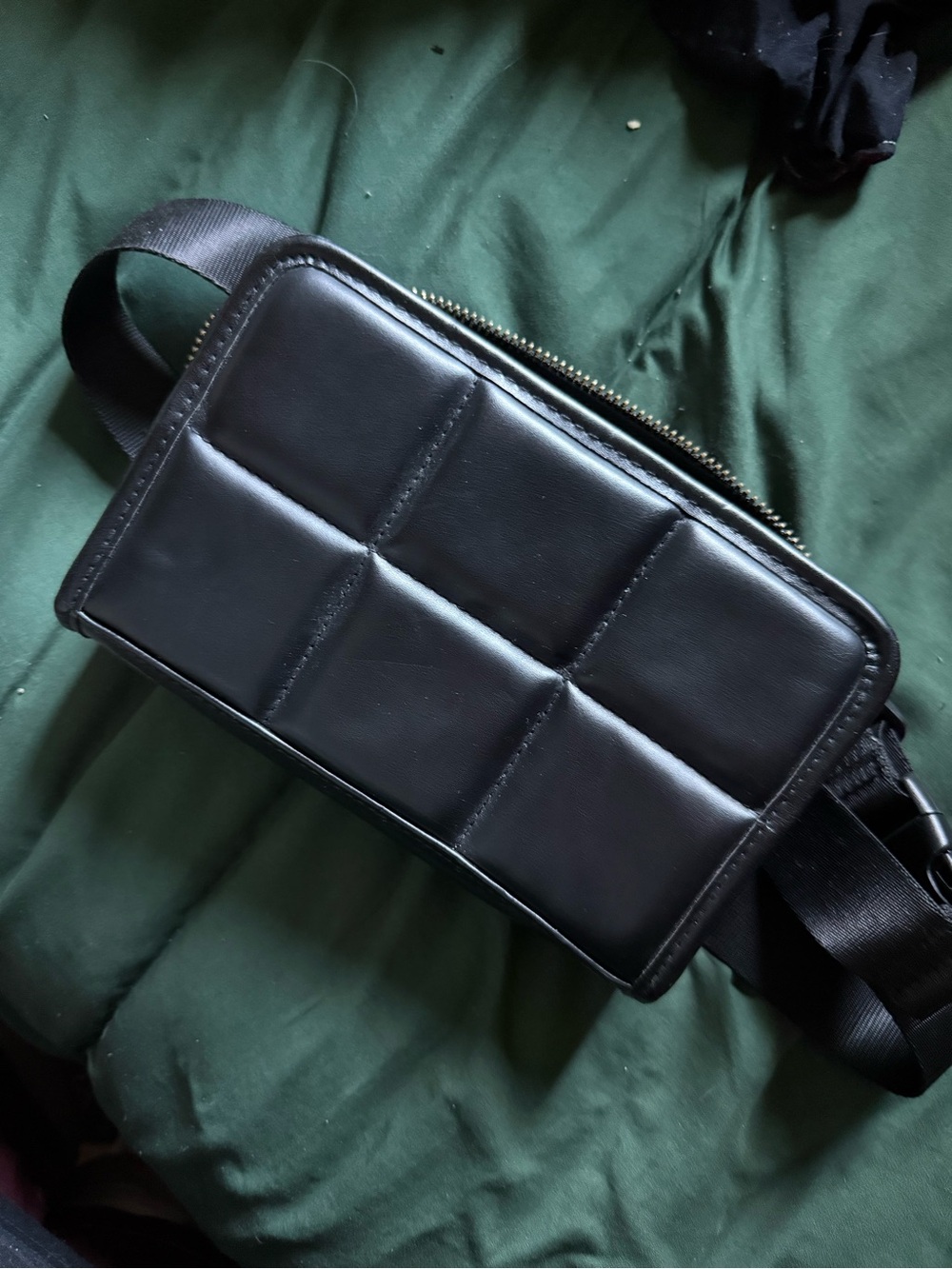 Black Quilted Leather Belt Bag